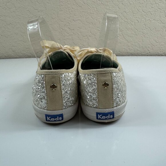 Keds X Kate Spade New York Champion Gold Glitter Sneakers US 10 Ribbon Lace Up - Picture 7 of 15